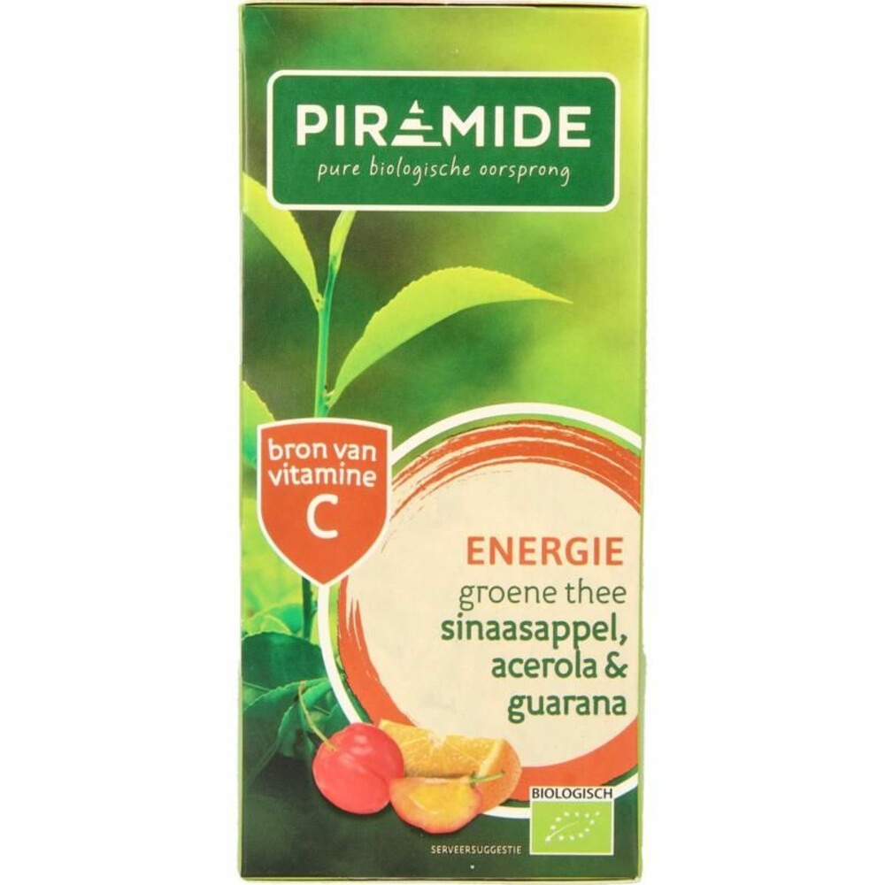 Piramide Groene Thee Energie Sinaasappel, Acerola & Guarana20 stuks