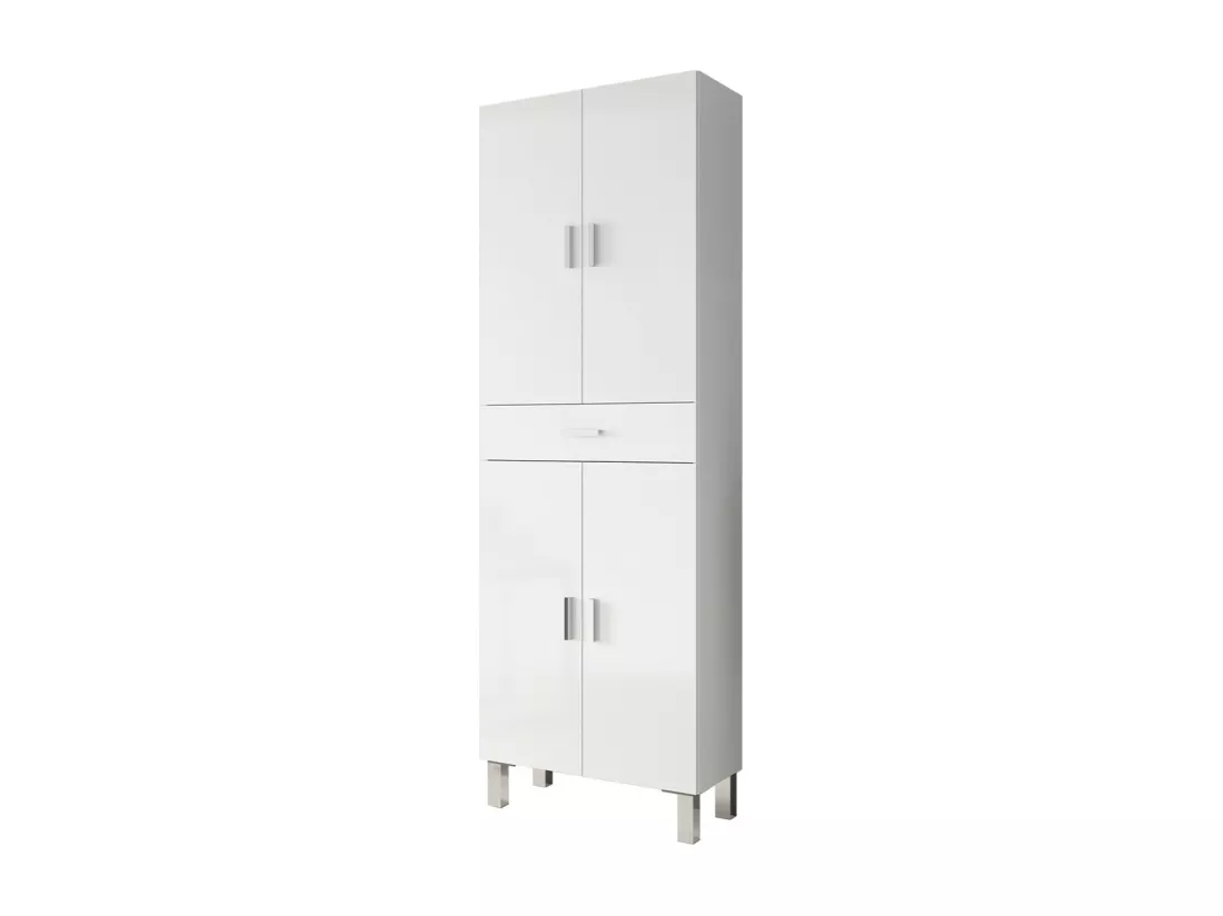 Colonne 4 portes et 1 tiroir blanc brillant L60 cm