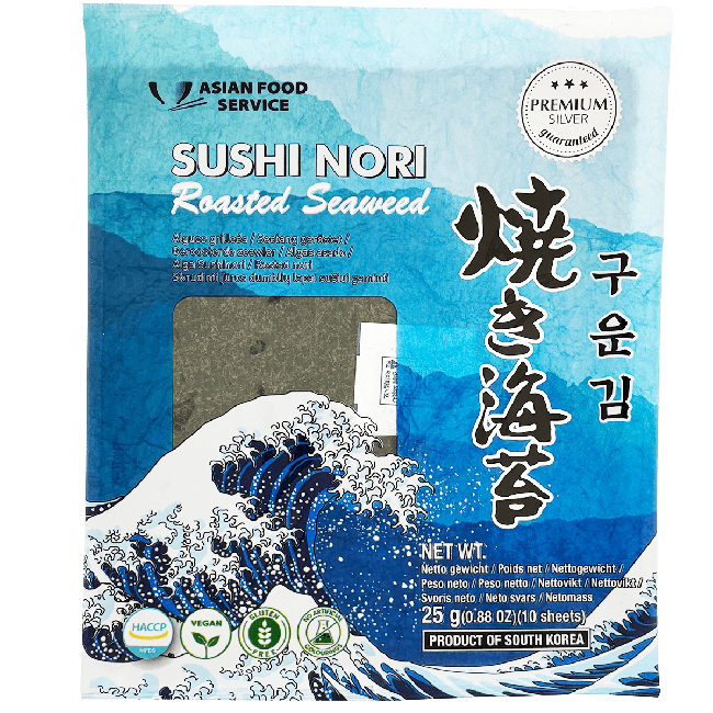 Asian Food Service Geroosterd Zeewier Sushi Nori (10 Vellen) 25g