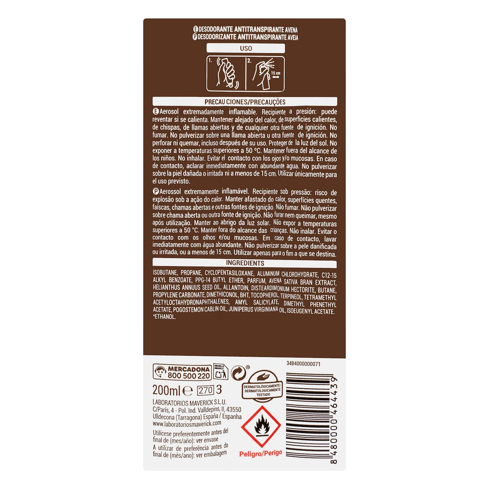 Déodorant anti-transpirant à l'avoine Deliplus