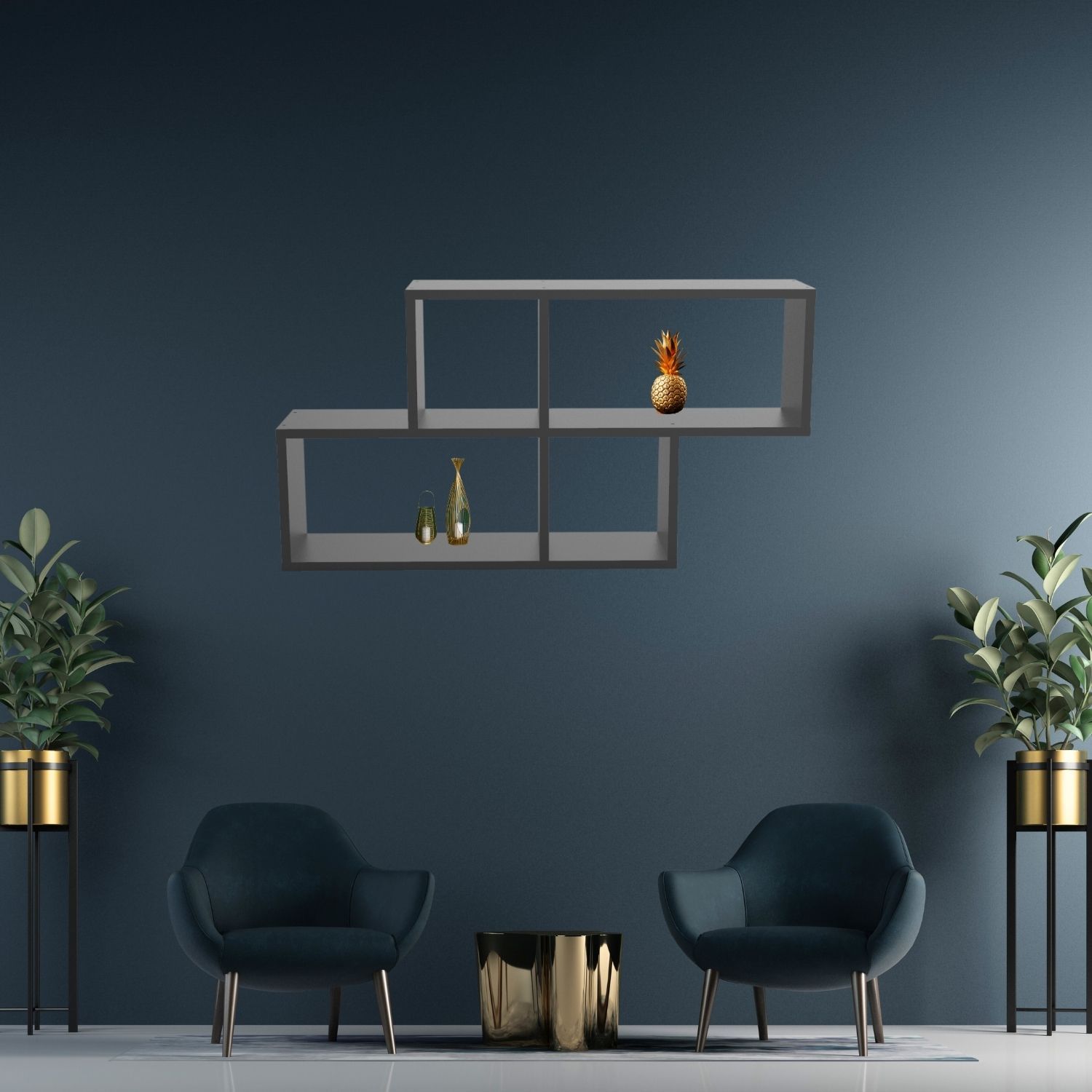 Coemo Wandregal Ernie Anthrazit 100x20x53cm Holz MDF 4 Fächer