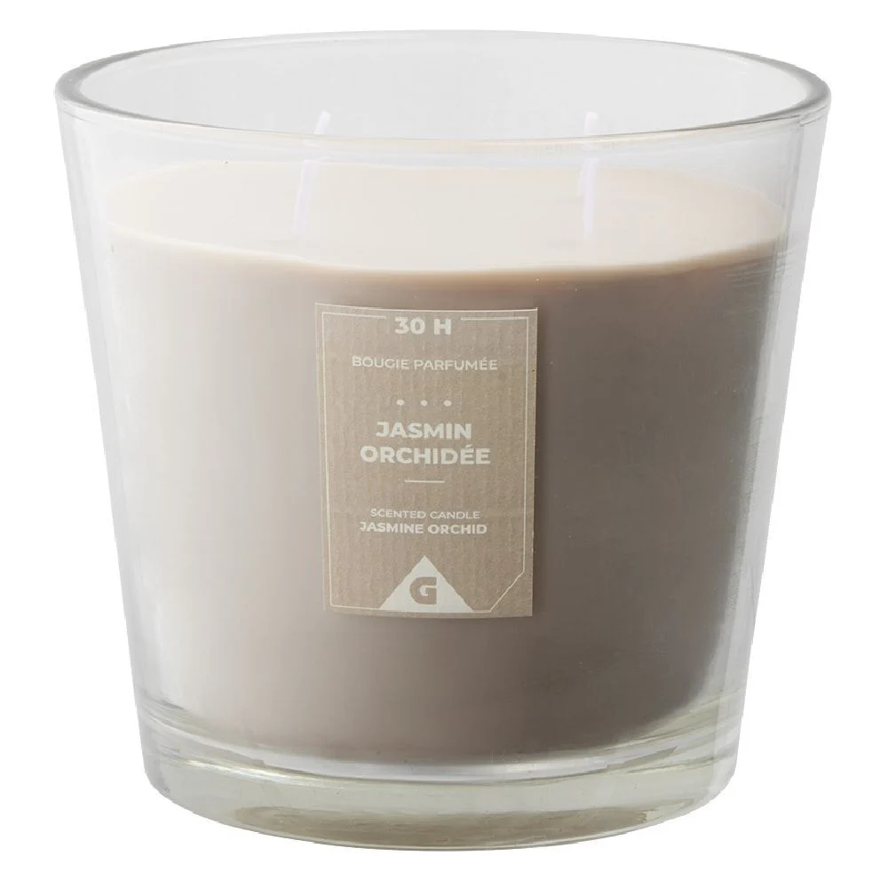 Bougie parfumée dans verre senteur jasmin orchidée Ø13,5xH12,5cm 30H
