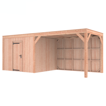 Tuinhuis met overkapping Douglas hout onbehandeld 645 x 255 cm
