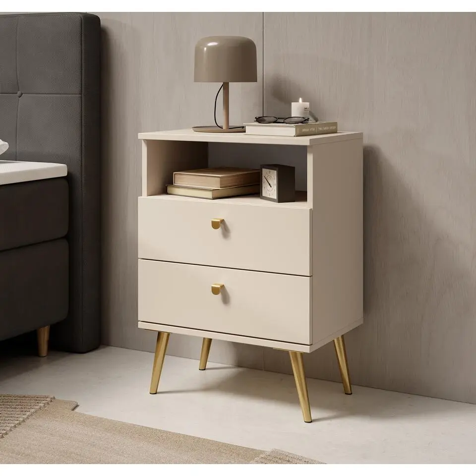 Meubella - Nachtkastje Hidde - Beige - 50 cm