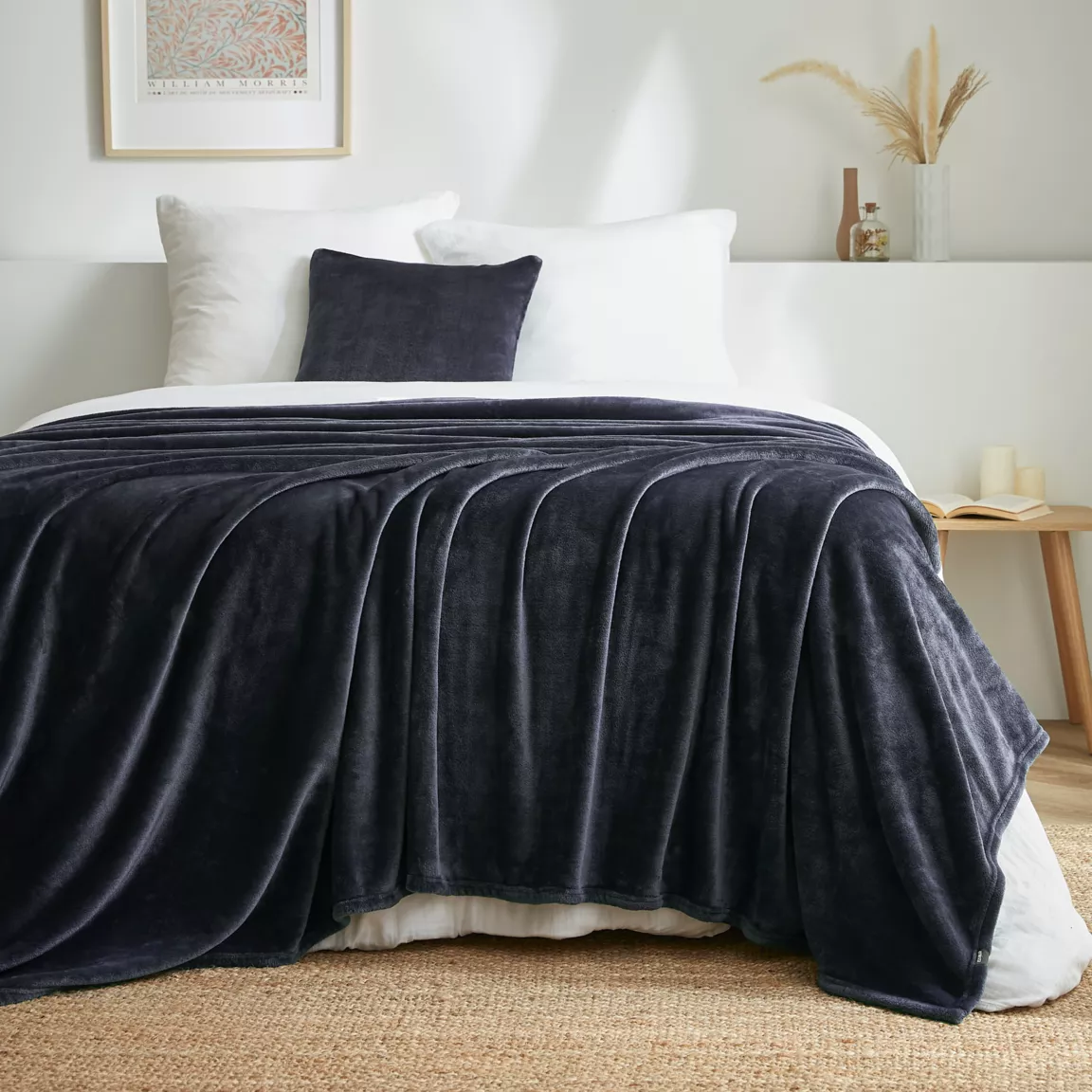 Plaid doux flanelle (180 x 230 cm) Didou Gris anthracite