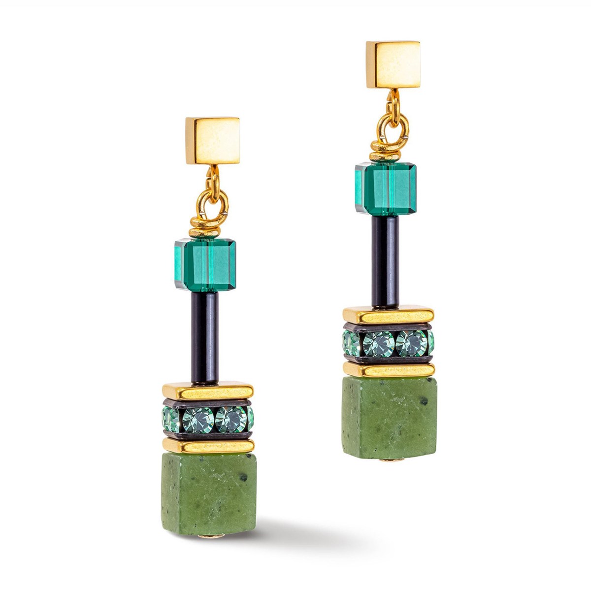 Boucles d'oreilles Coeur de Lion Geocube IconicPrecious vertes