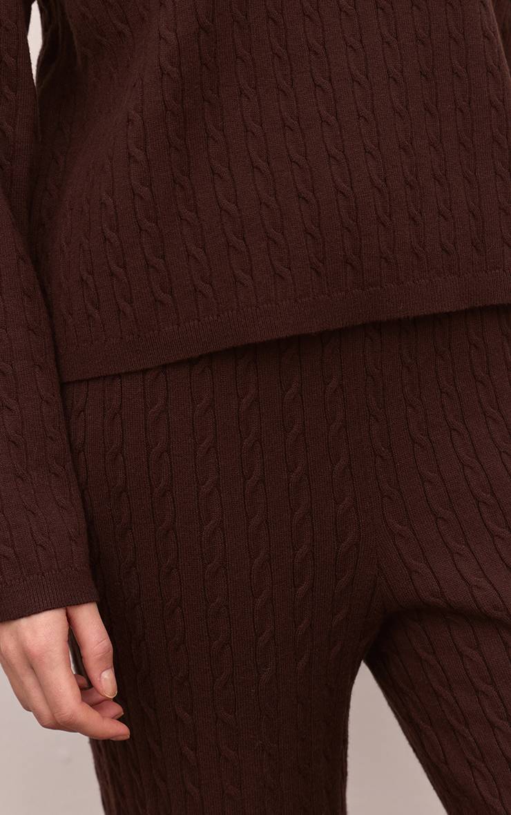 Chocolat Pantalon Large En Maille Torsadée Baby Cable Chocolat