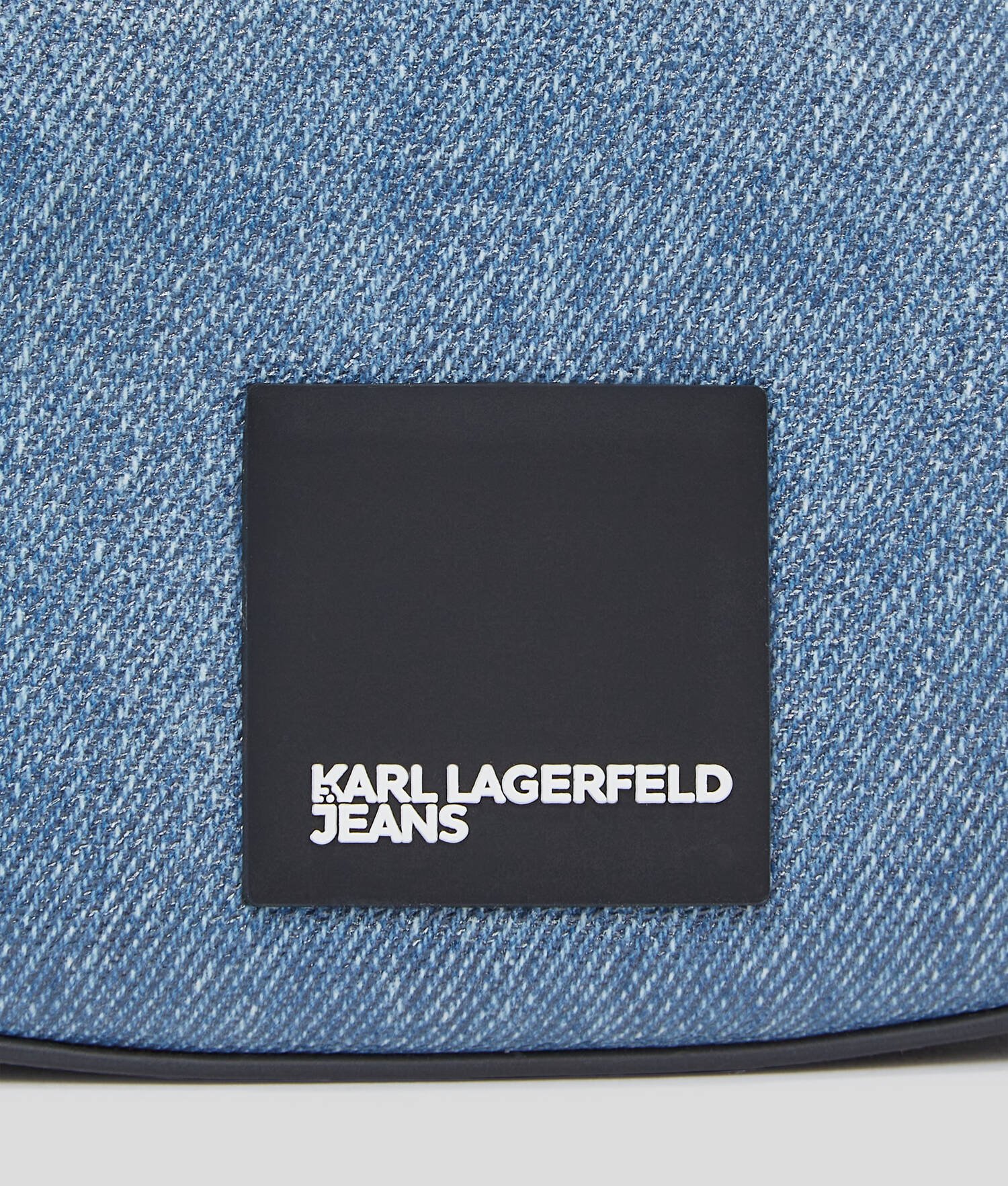 SAC DEMI-LUNE PORTÉ ÉPAULE KLJ AVEC LOGO ENCADRÉ - Bleu enduit