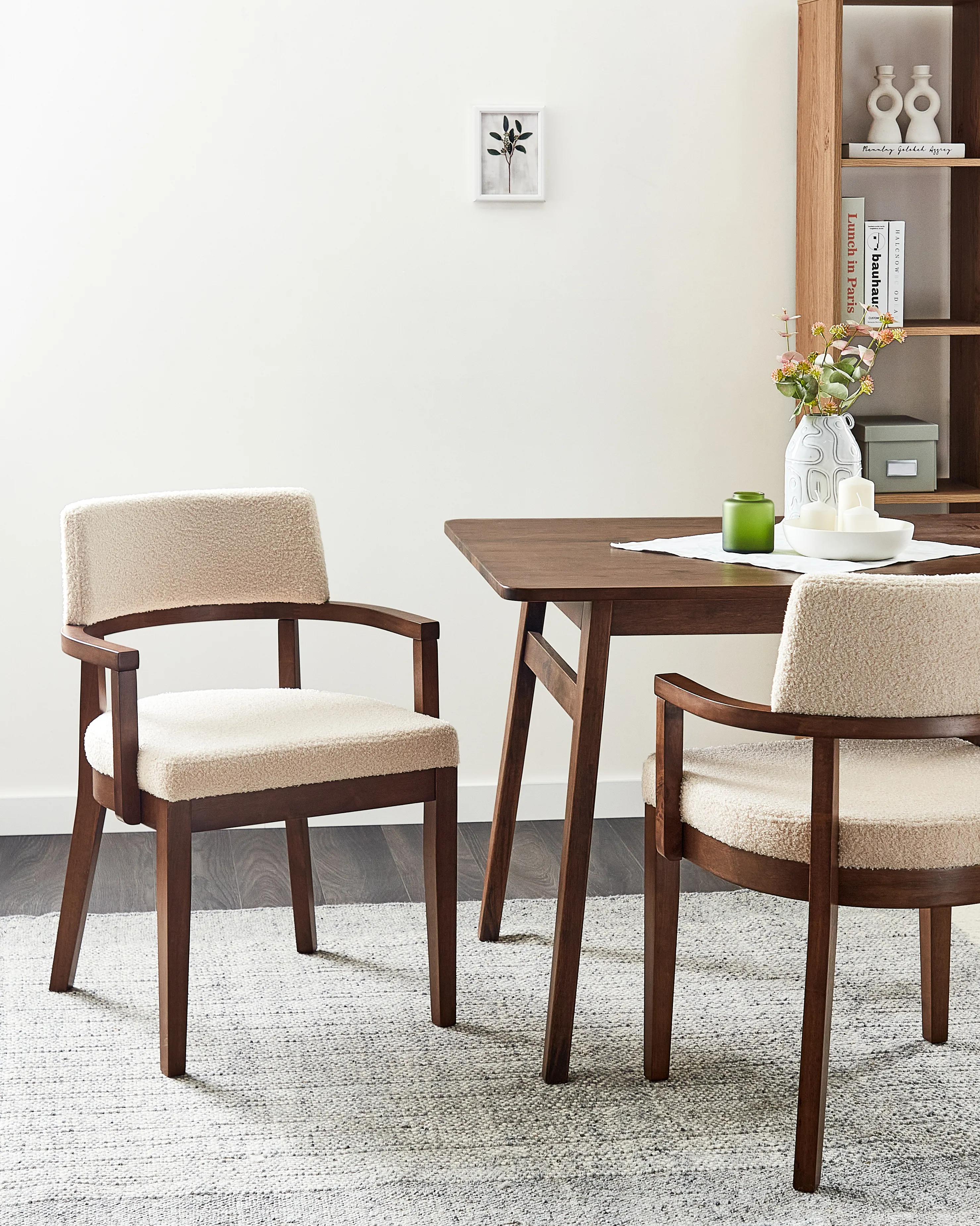 Set van 2 eetkamerstoelen DALBO Bouclé Donkerbruin/beige