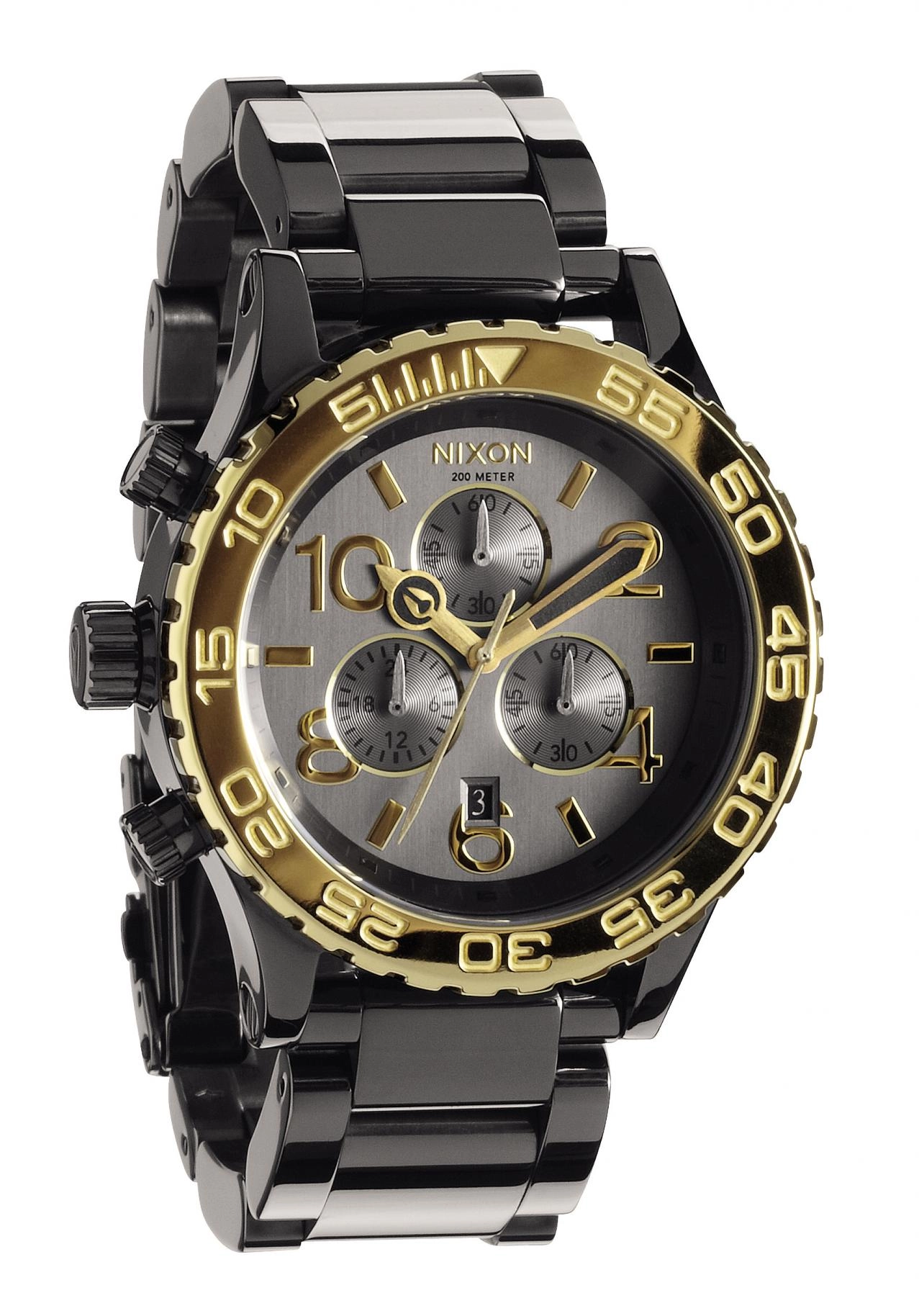 Nixon The 42-20 Chrono All Black Gun n Gold A0371228