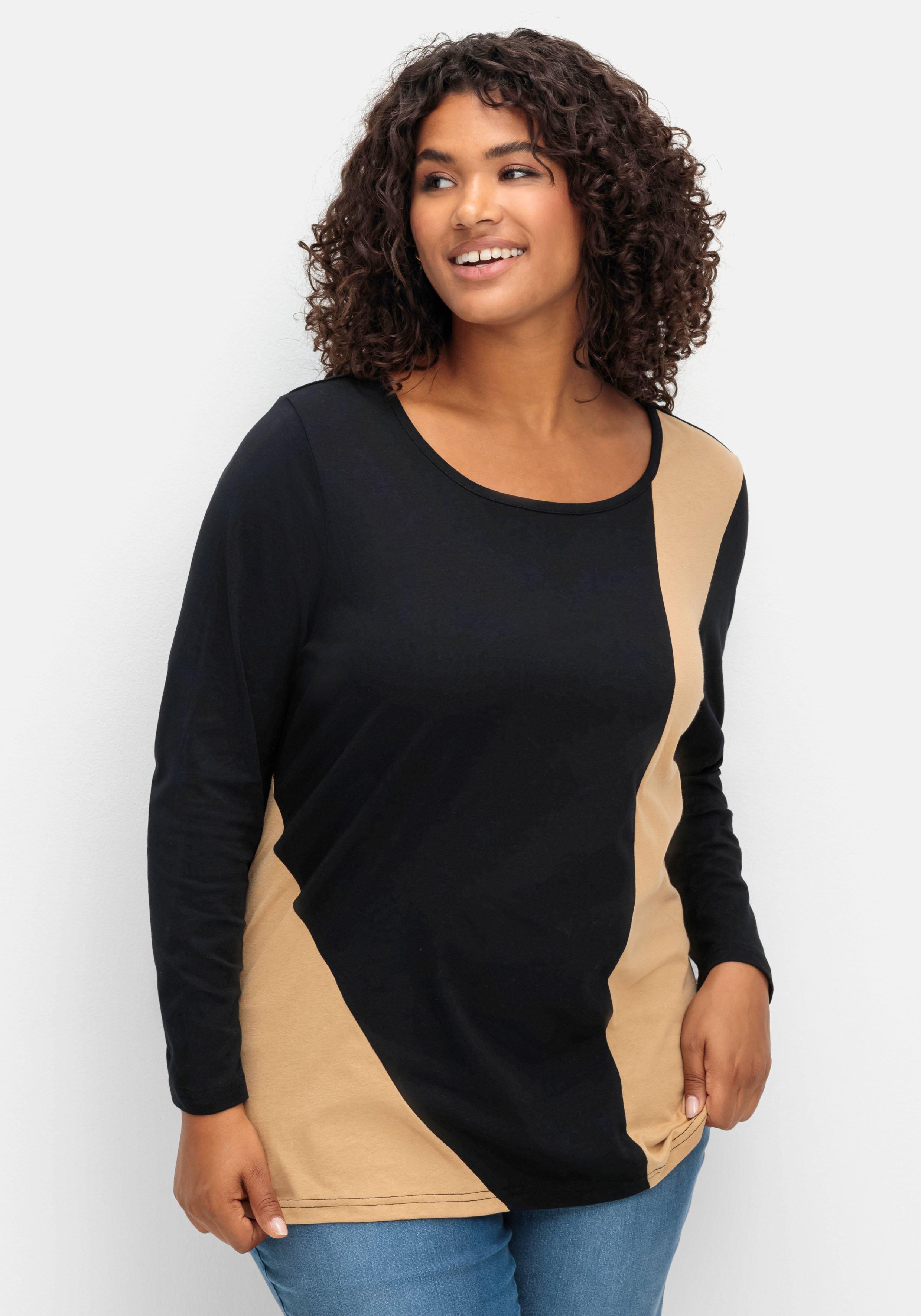 Langarmshirt in zweifarbiger Optik