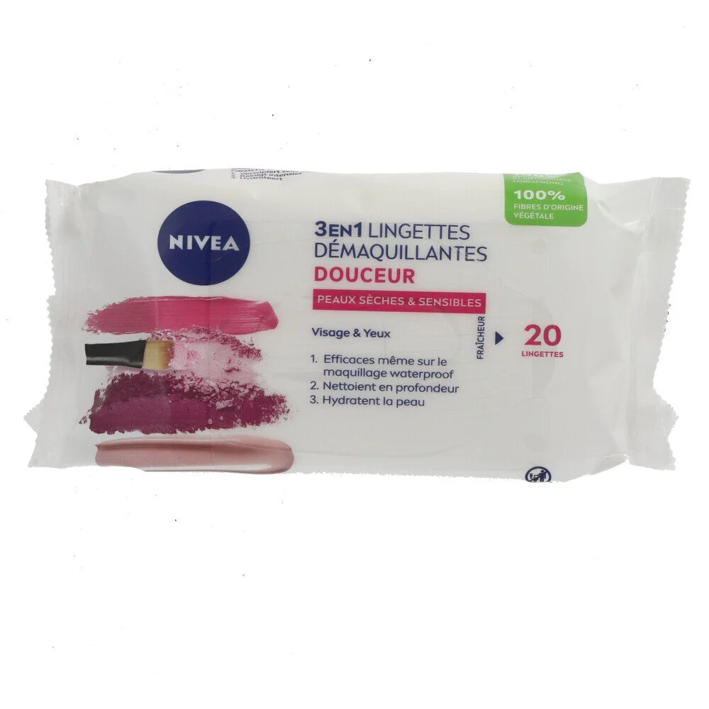 Lot de 20 lingettes démaquillantes 3 en 1 Nivea