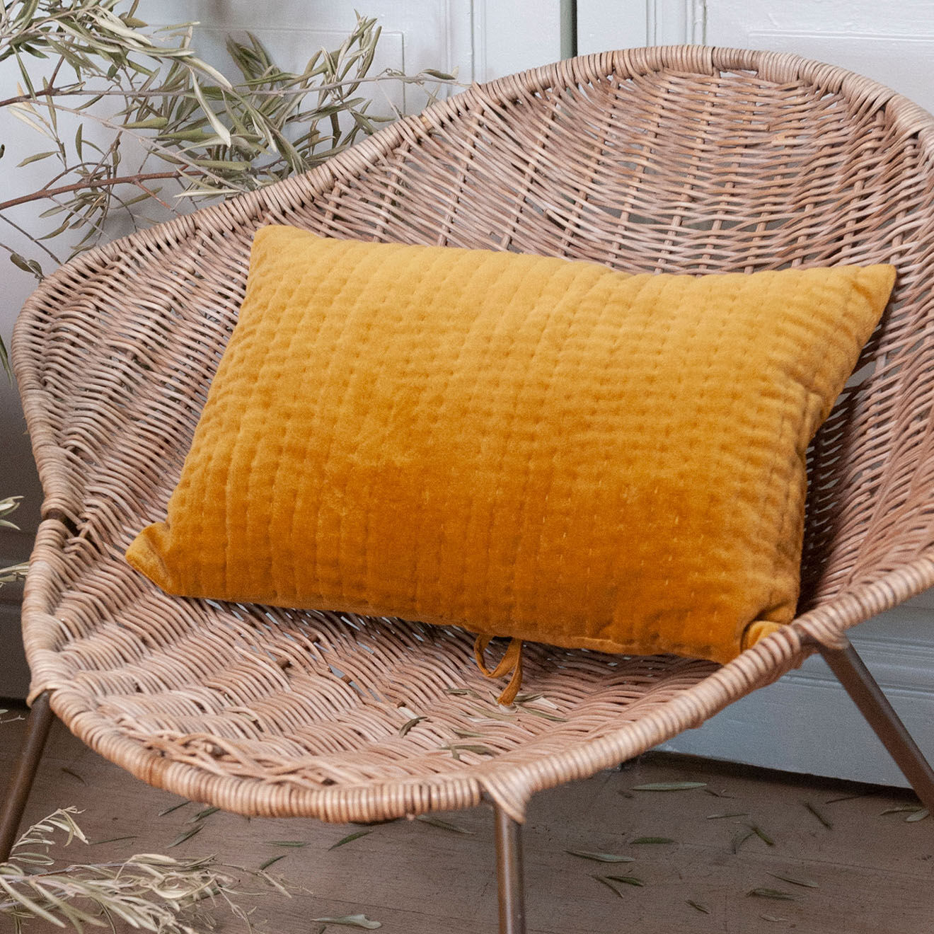 En Fil d'Indienne Housse de coussin Vague tabac - 30x45 cm