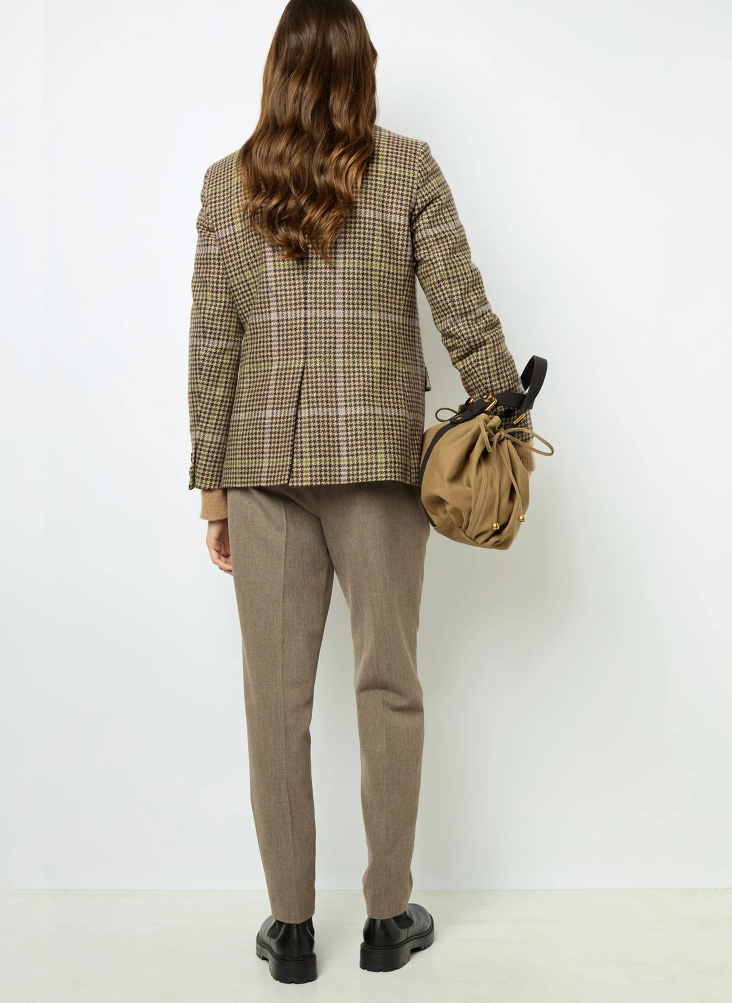 MISTI - Veste de blazer ajustée en laine mélangée | Marron