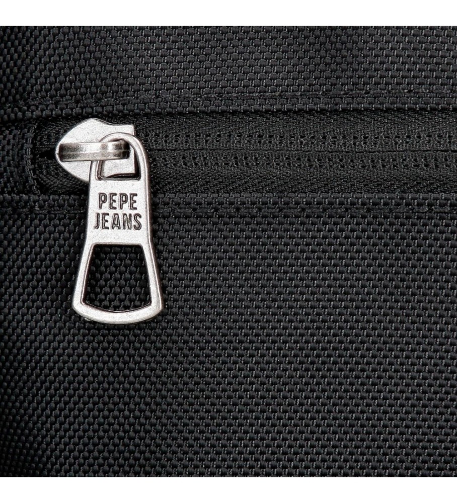 Bolsa de ombro grande Pepe Jeans Sander para tablet, preta.