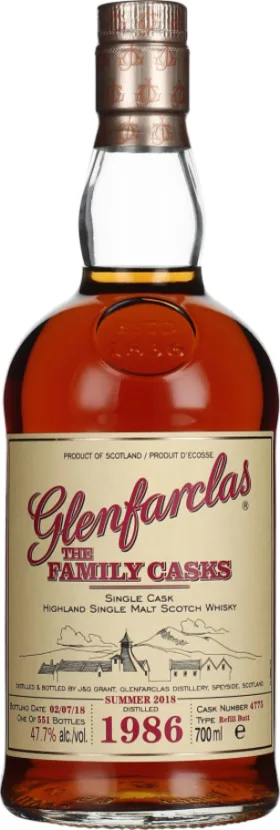 GLENFARCLAS VINTAGE 1986 FAMILY CASKS 70CL