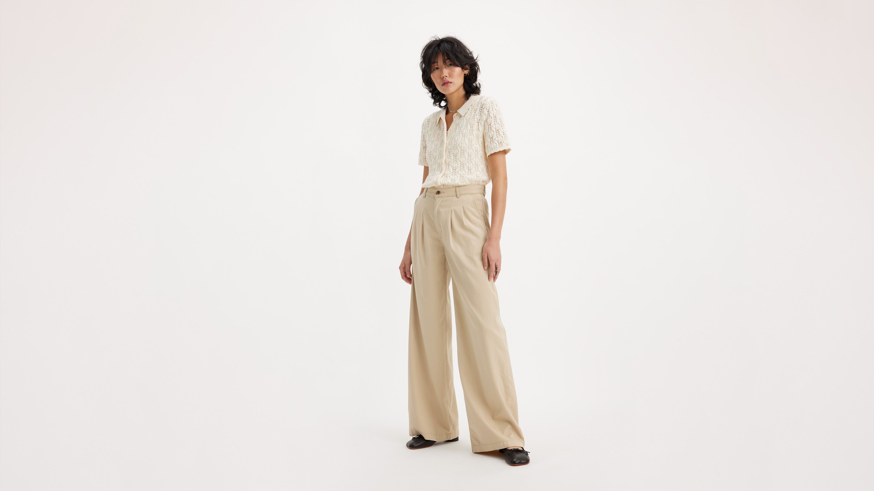 Pantalon à pinces Wide Leg - Safari - Beige