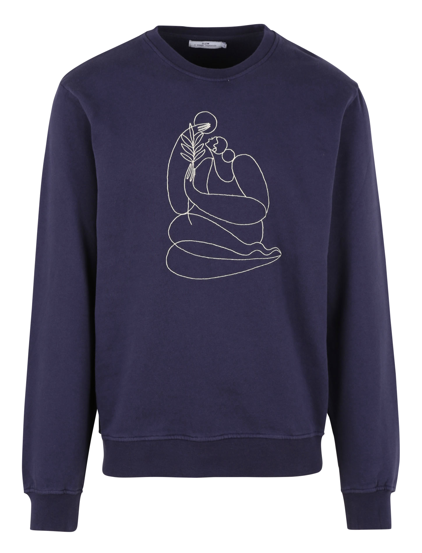 MOON - Sweat col rond regular-fit brodé en coton bio | Bleu