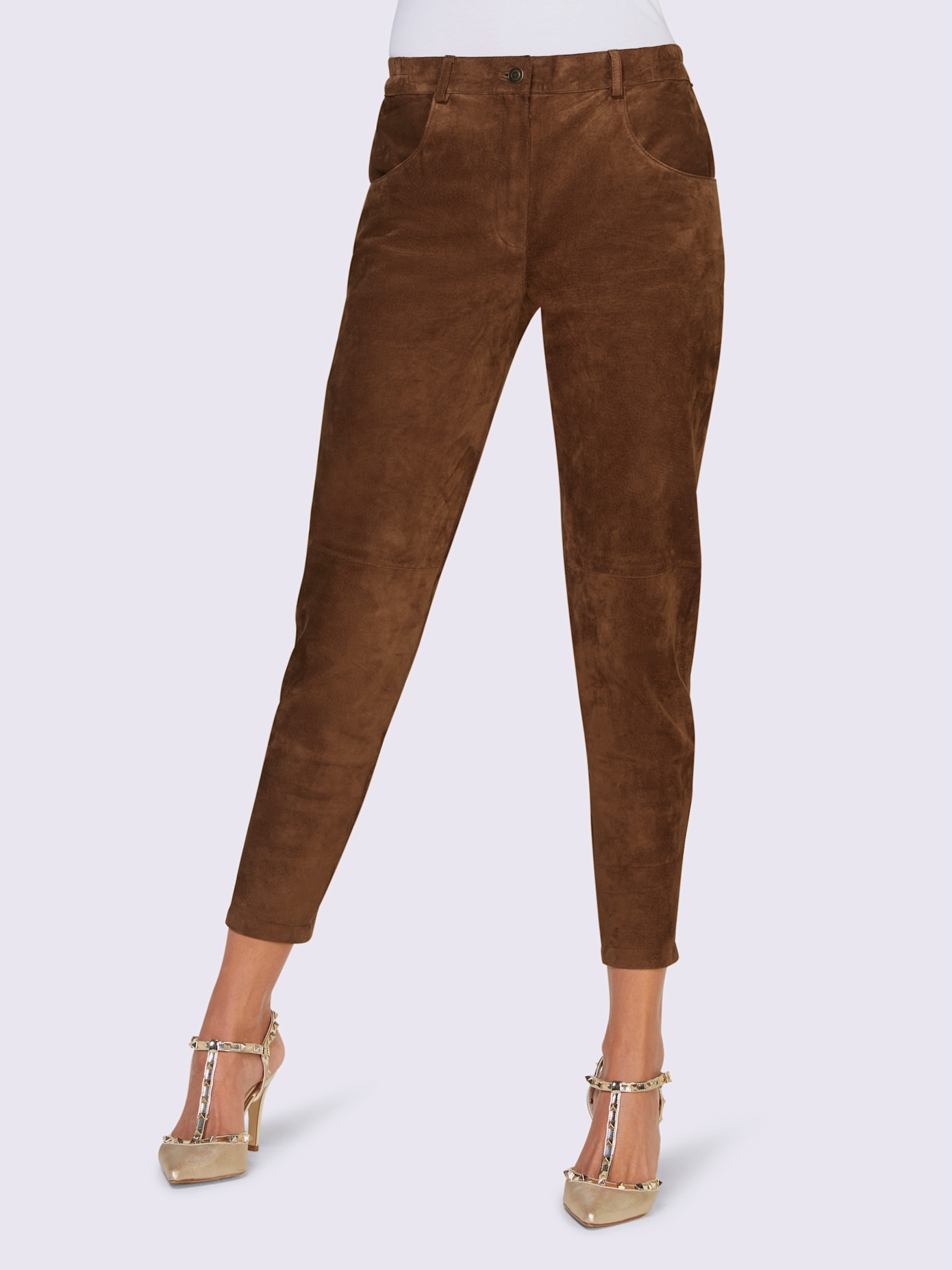 Pantalon en cuir ceinture élastique latérale pour une liberté de mouvement maximale