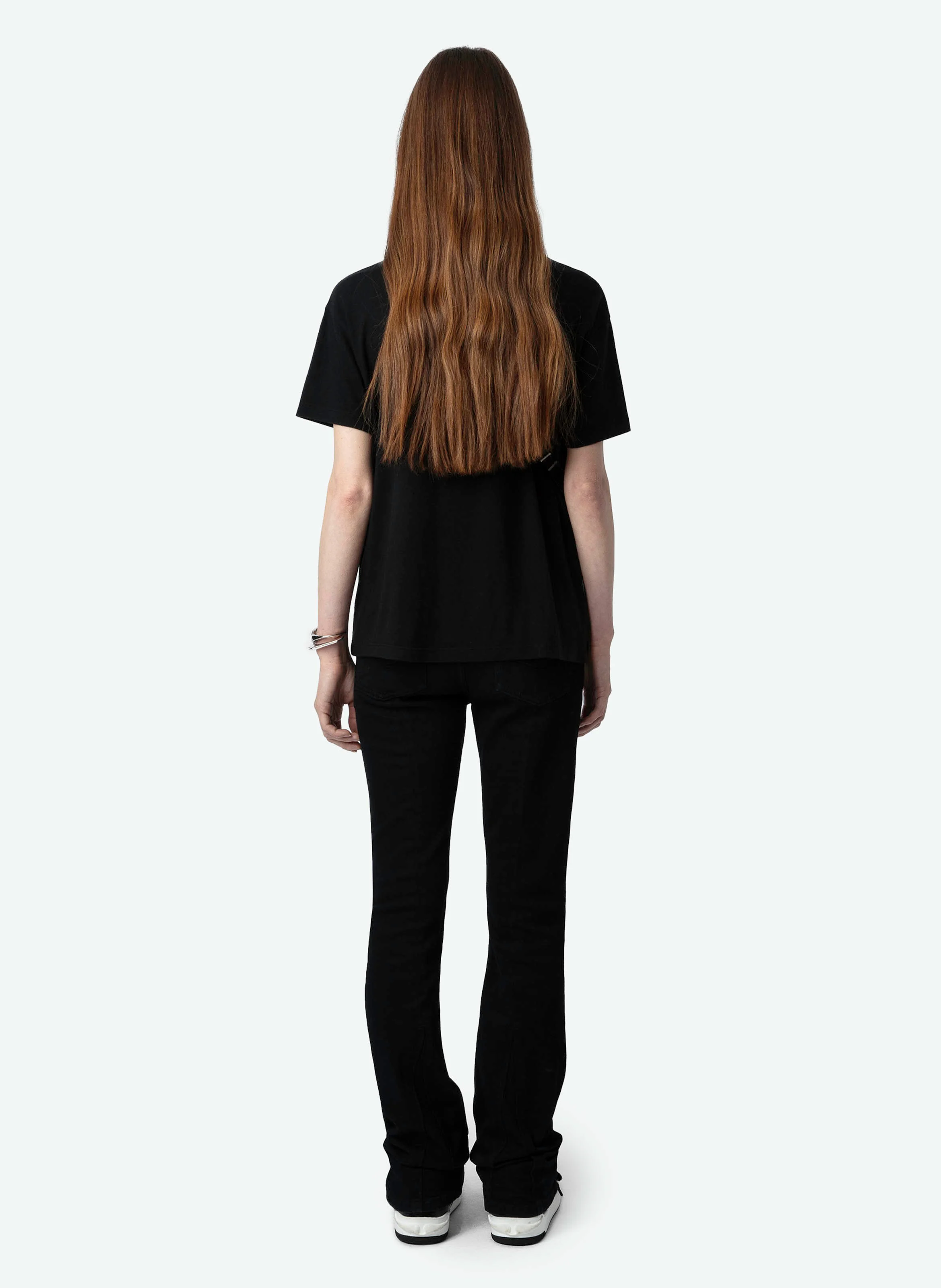 MARTA - Tee-shirt droit en coton et lin mélangés | Noir