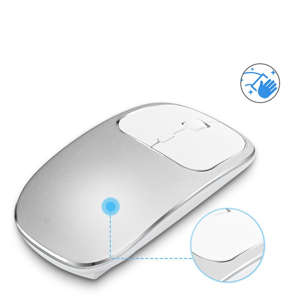 Ergonomische 2.4 GHz Optische Wireless Funk Maus 1600 DPI mit 450mA Akku   USB C Adapter - Grau