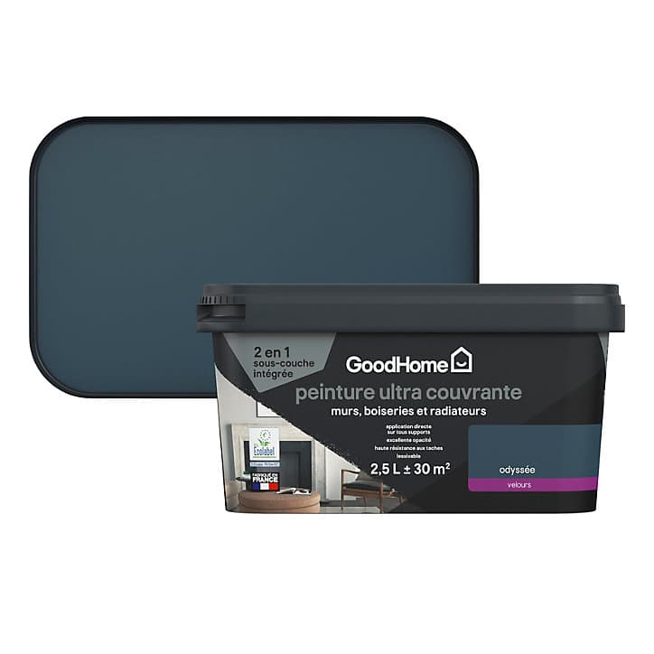 Peinture couleur 2 en 1 velours GoodHome odyssée 2,5L