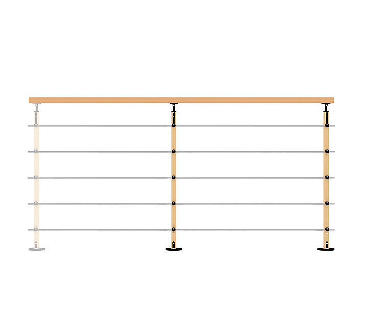 Pack balustrade fixation à plat Hesta Kordo noir ral 9005 2m