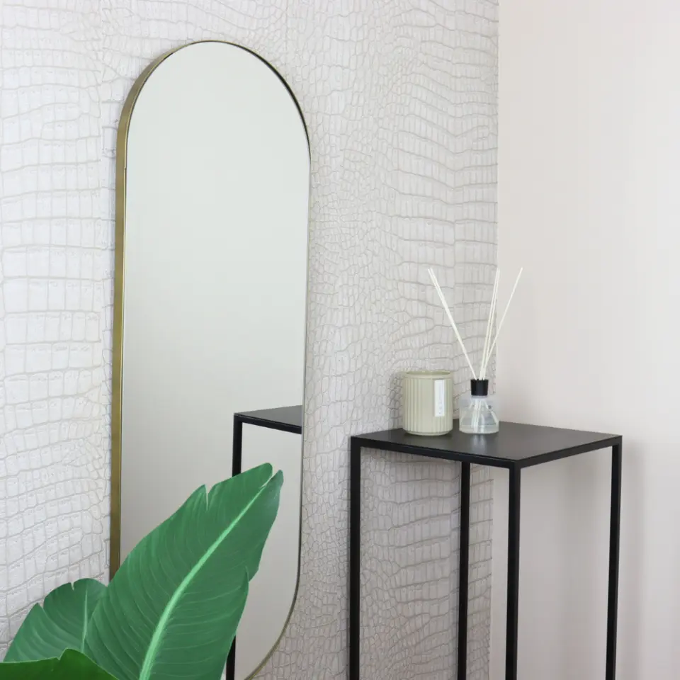 MISOU Spiegel Passpiegel Goud Ovaal Hangend 112x40cm Glas Spiegels