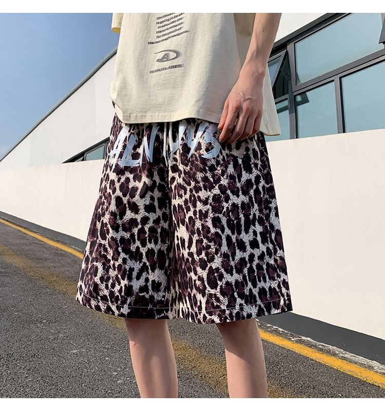 Diphon - Shorts met trekkoord en luipaardprint