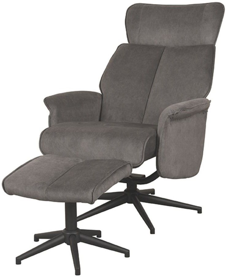 Relaxfauteuil met hocker Antraciet Cosmo CH-73.027 Verdal B77 x D79 x H109 cm
