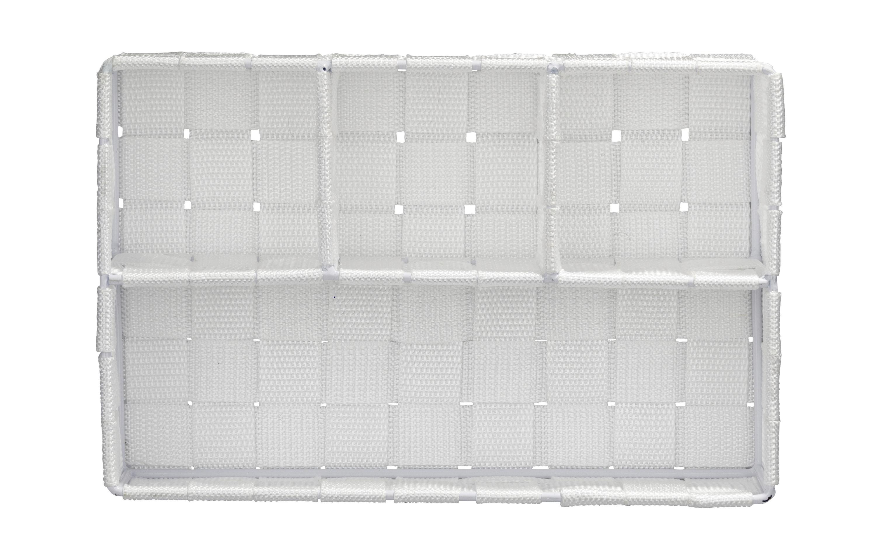 Aufbewahrungskorb Adria 26 x 17 x 6.5 cm, WeissAufbewahrung mit Griff und Fächer