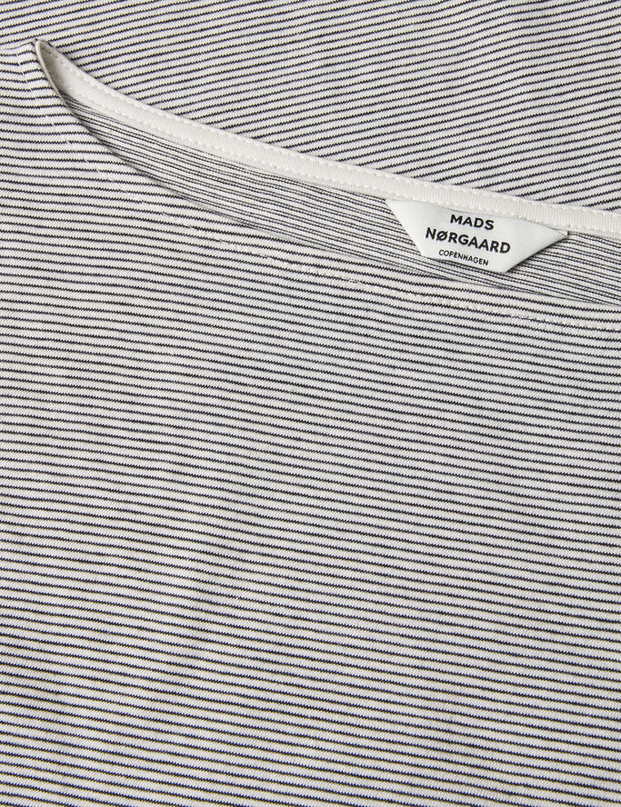 Mads Nørgaard - Copenhagen Crisp Jersey Silke Tee LS Sort og hvid med striber