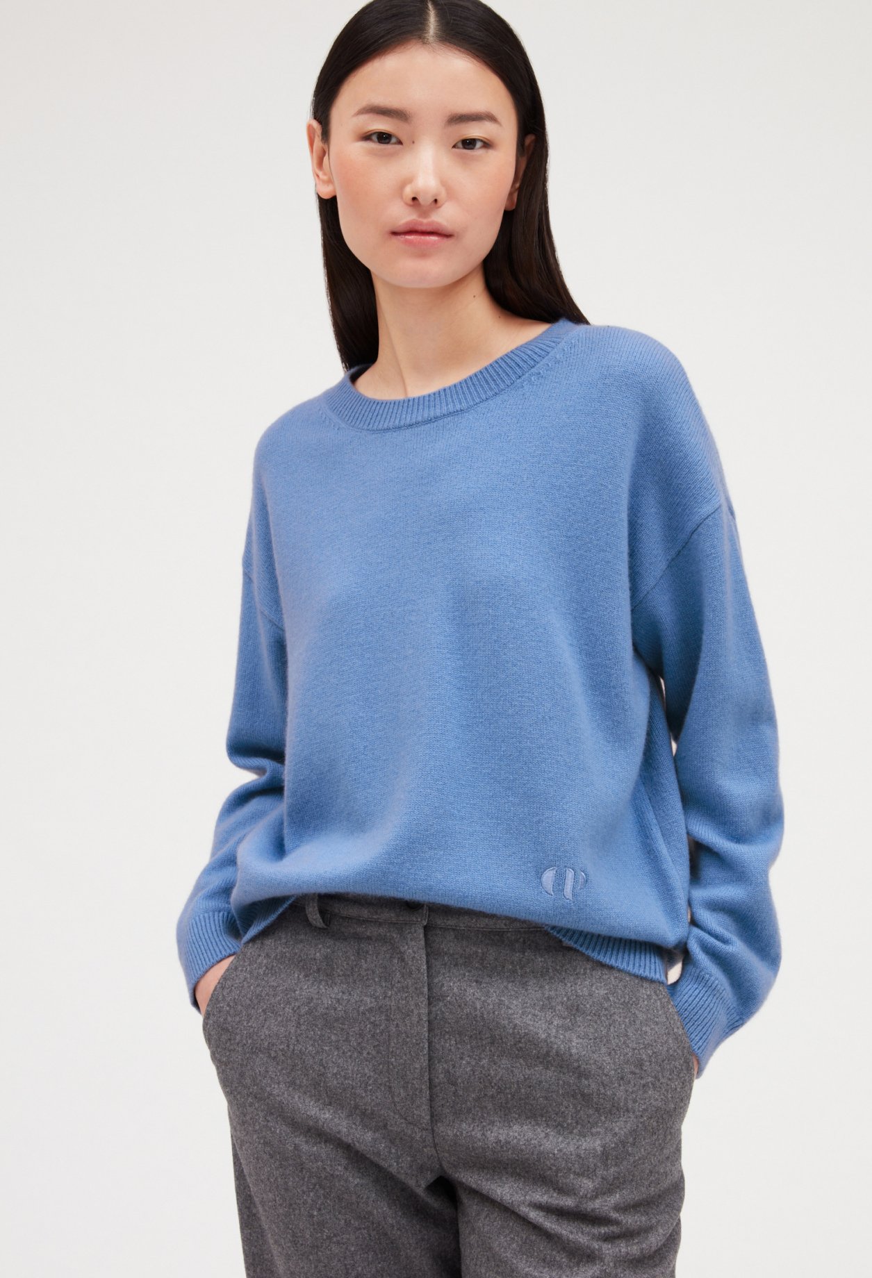 Pull bleu 100% cachemire