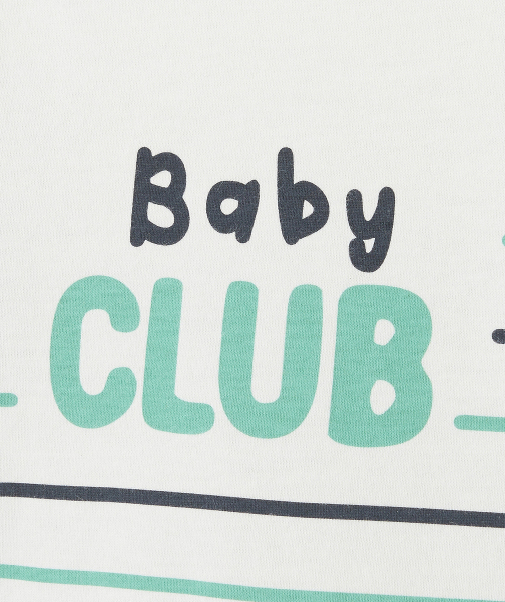 T-SHIRT BÉBÉ GARÇON EN COTON BIO IMPRIMÉ À RAYURES AVEC MESSAGE