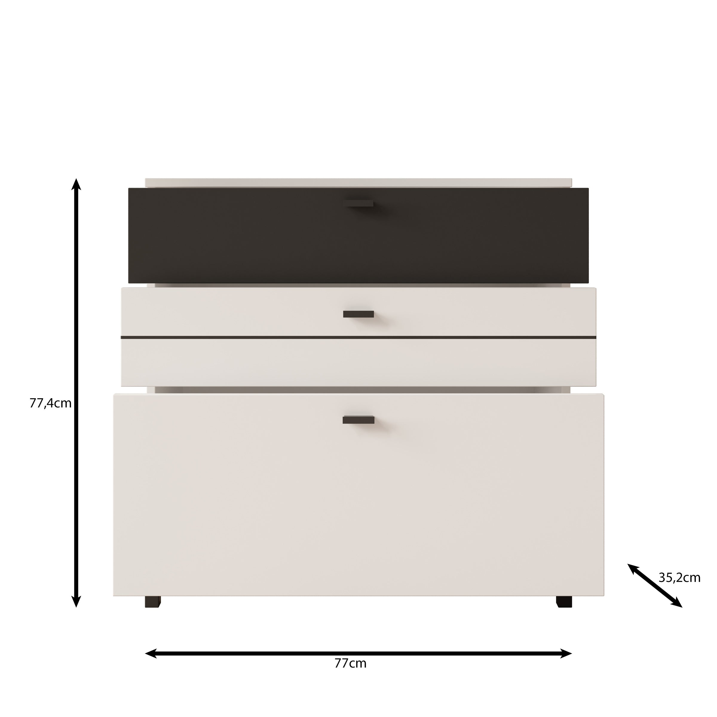 Basmira - Ladekast met 3 lades - Wit - 77x35x78 cm