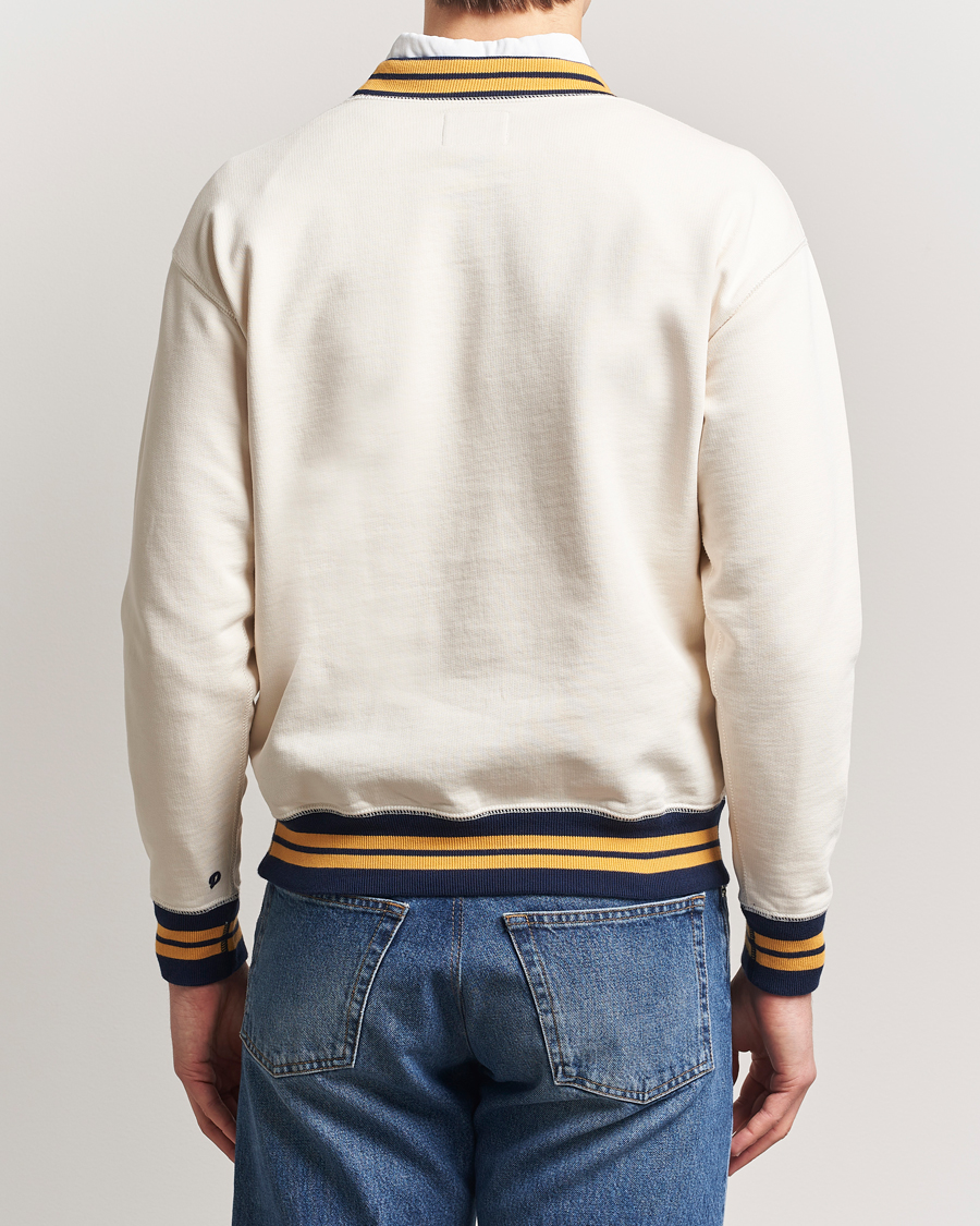 Drake's Striped Rib Long Sleeve Sweatshirt Ecru/Navy