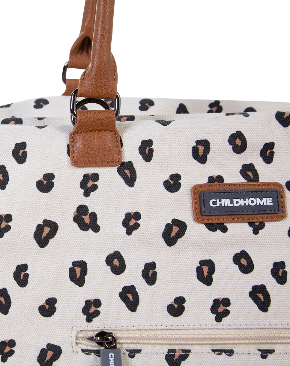 Wickeltasche MOMMY BAG LEO (55x30x40) in beige/schwarz