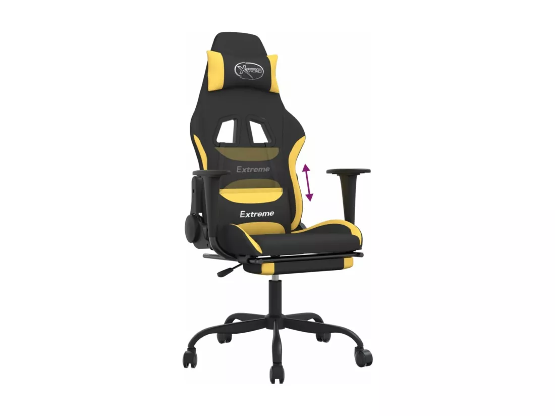 Chaise de jeu avec repose-pied Noir et jaune Tissu
