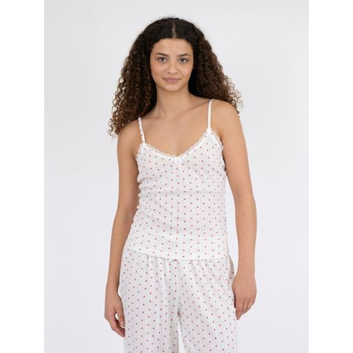 Neo Noir Lindsay Pointelle Heart Top, White, 36
