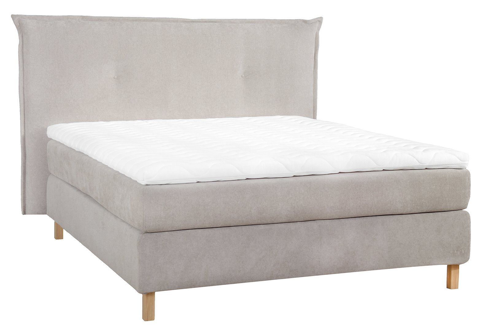 Premium 10 kontinentalseng Tekstil Storm 09 Mørk Beige, medium/fast, XOV Premium 10 overmadrass og hvitoljede eikeben 15 cm