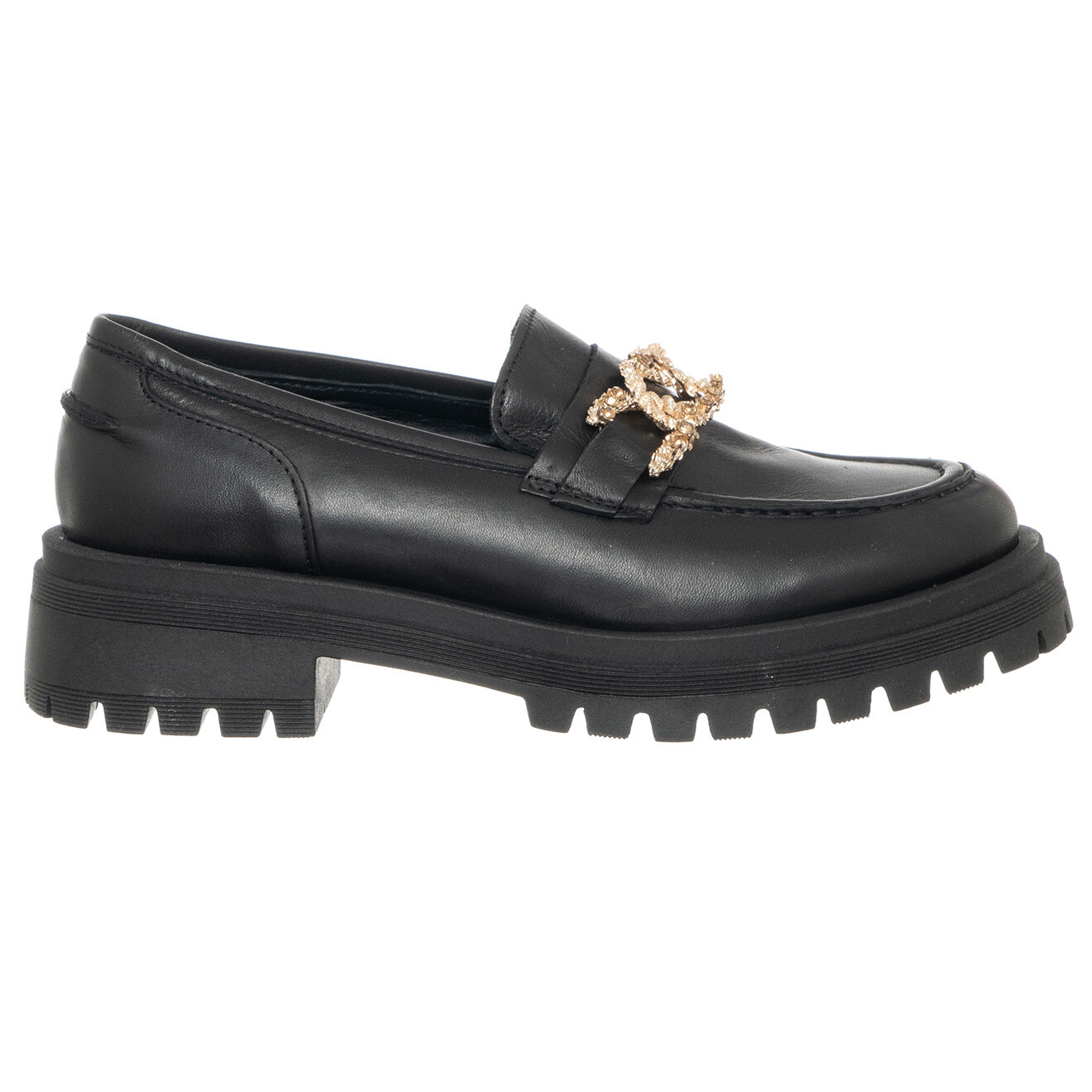 Loretta Pettinari Mocassins en Cuir Iena noirs - Talon 4.5 cm