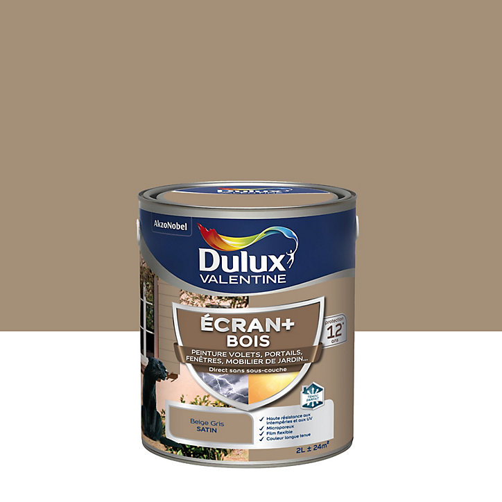 Peinture extérieure Ecran+ bois Dulux Valentine satin beige gris 2L