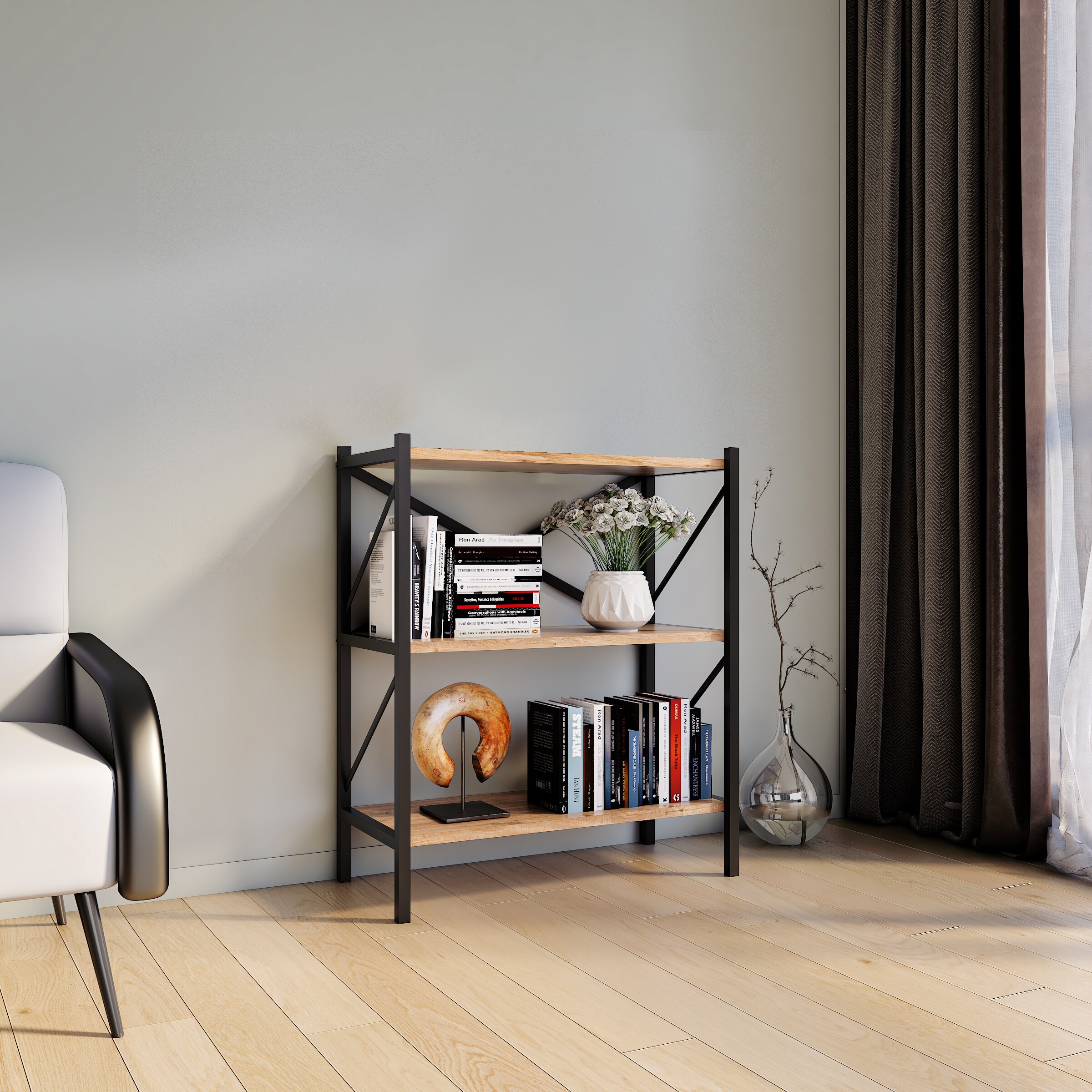 VCM Holz Metall Aufbewahrung Stand Regal Bücherregal Deko Bücher Standregal Insasi 2