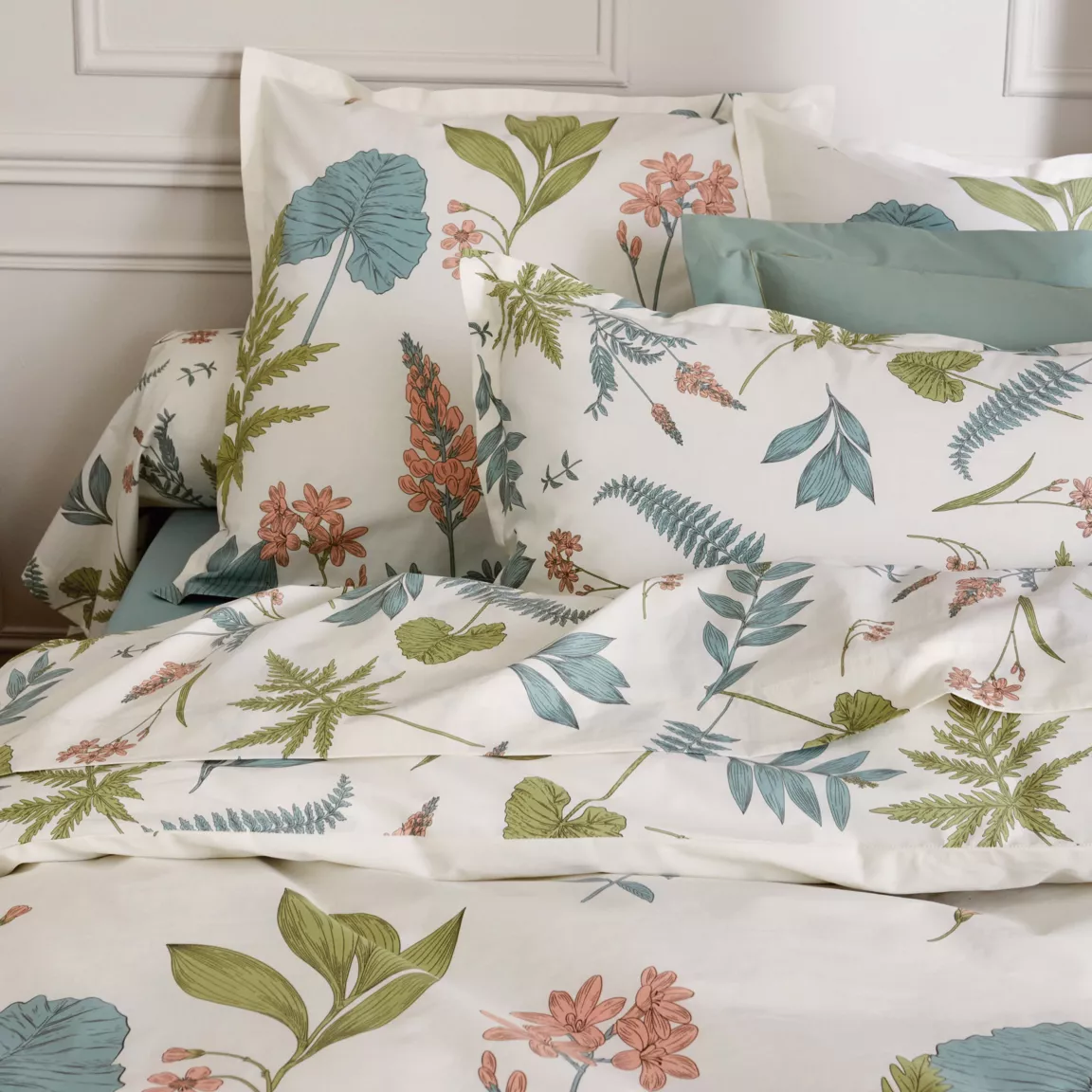 Taie d'oreiller carrée percale de coton (65 x 65 cm) Féerie Multicolore
