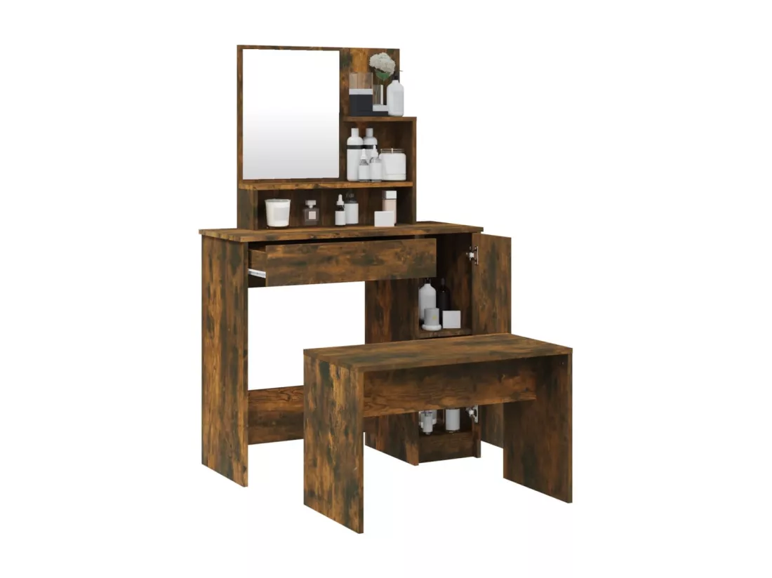 Ensemble de coiffeuse Chêne fumé 86,5x35x136 cm
