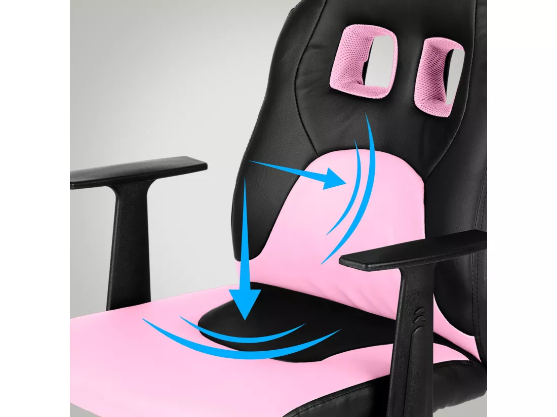 Chaise de bureau - Similicuir & Plastique - Noir / Rose - Fun