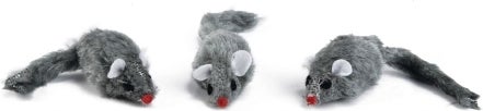 Beeztees plush muisje grijs 3 stuks