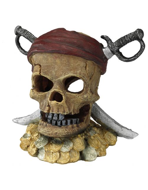 Aqua Della Decor Pirate Skull Sword Head - Aquarium - Ornament - 21.5x16.5x20 cm