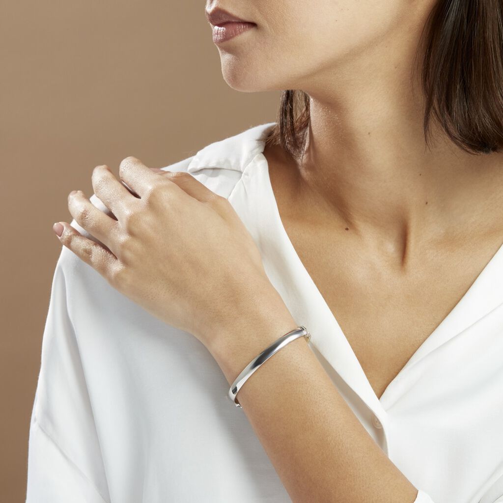 Bracelet Jonc Thaira Argent Blanc