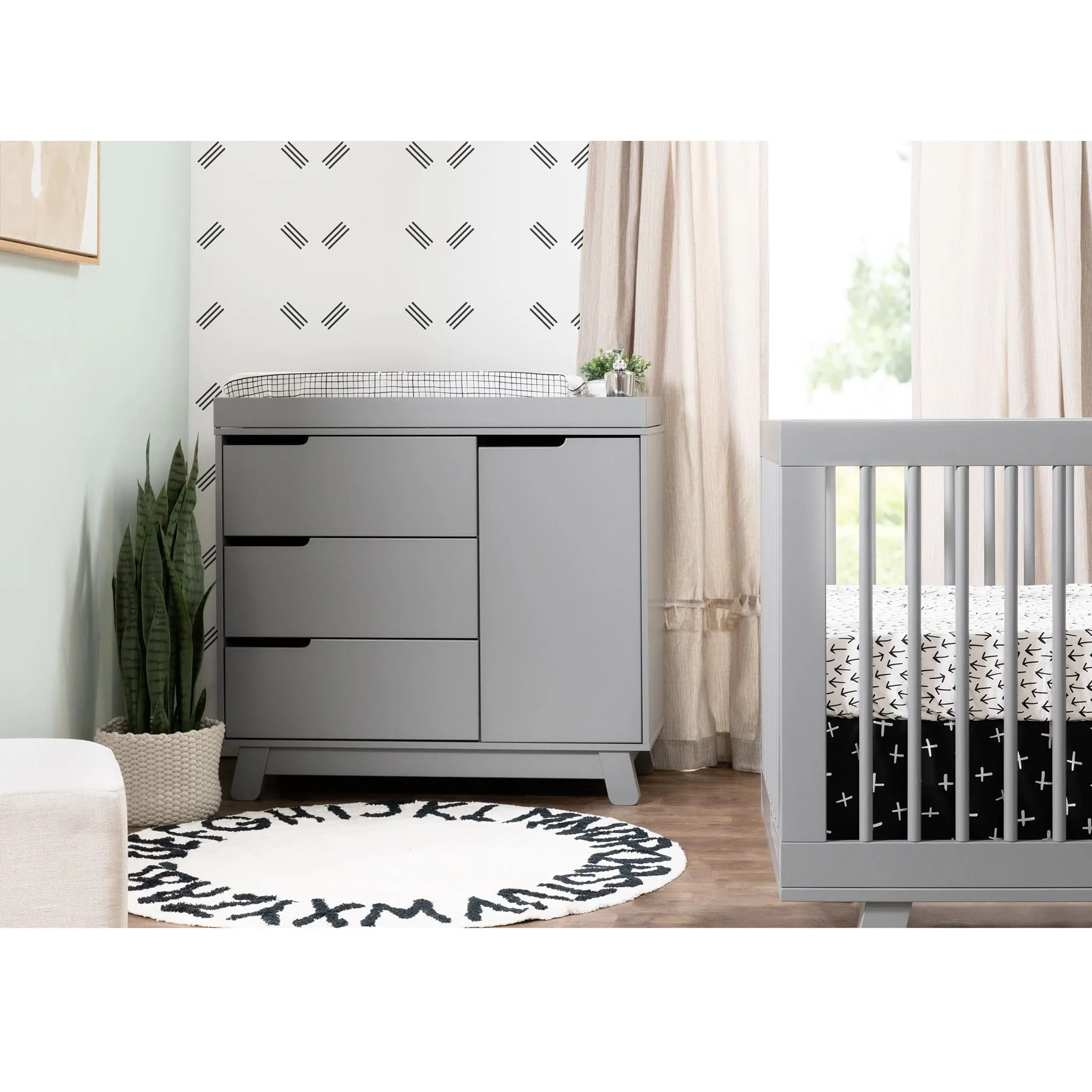 Babyletto Meuble à Langer à 3 Tiroirs Hudson avec Plateau Amovible - Gris